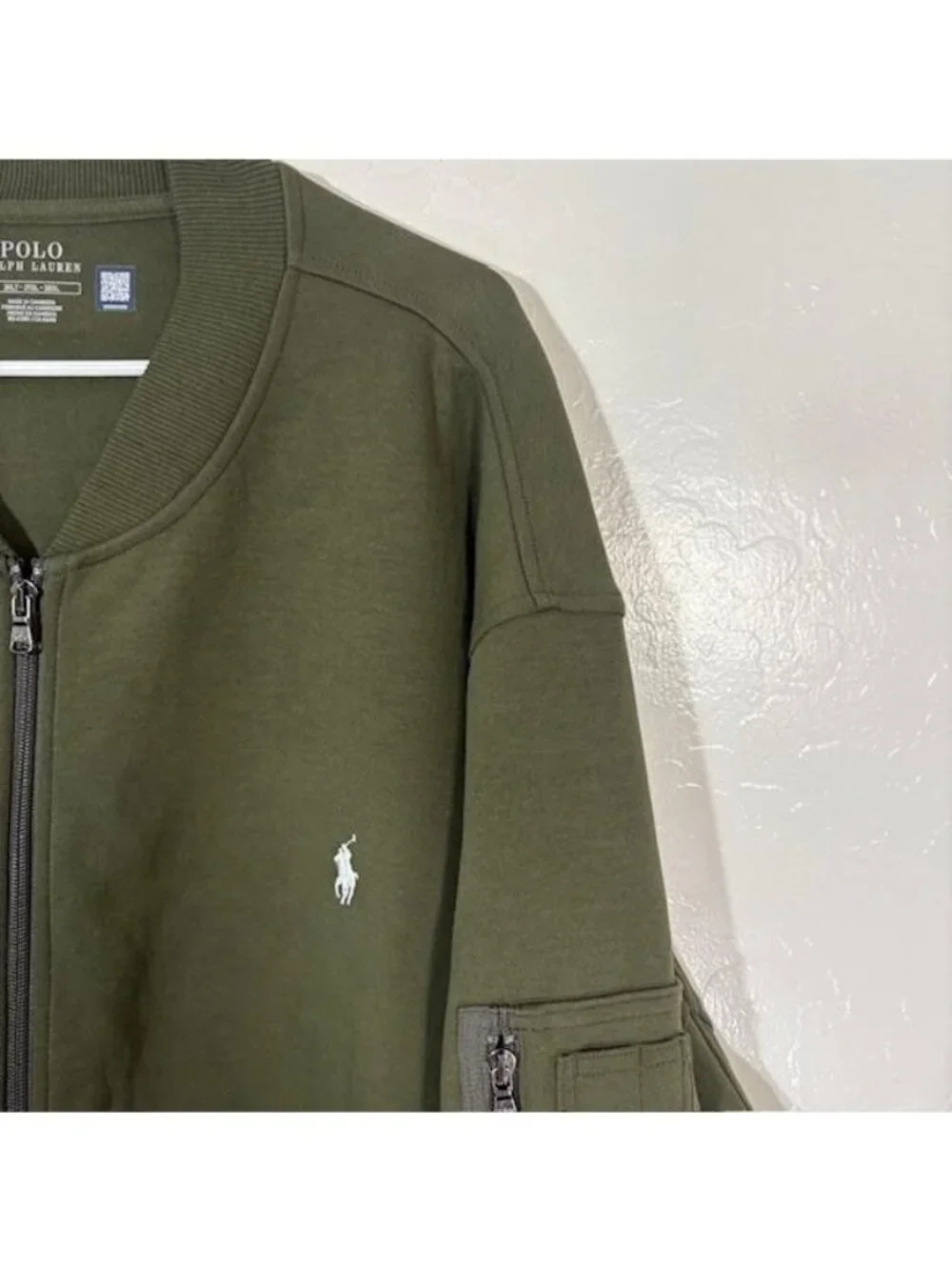 Polo Ralph Lauren Jacket Mens Big 3XLT Olive Green Bomber Full Zip Logo Pocket